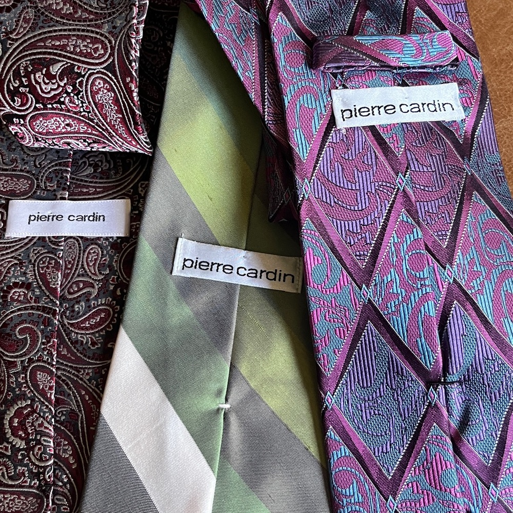 Pierre Cardin Tie Collection Three- Burgundy, Olive, Lavender